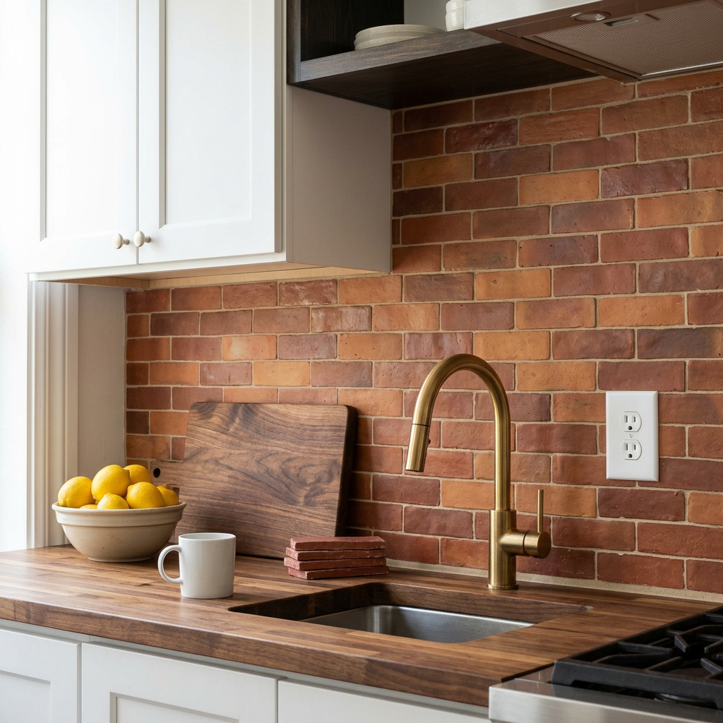 Terracotta Zellige Tile in a kitchen backsplash
