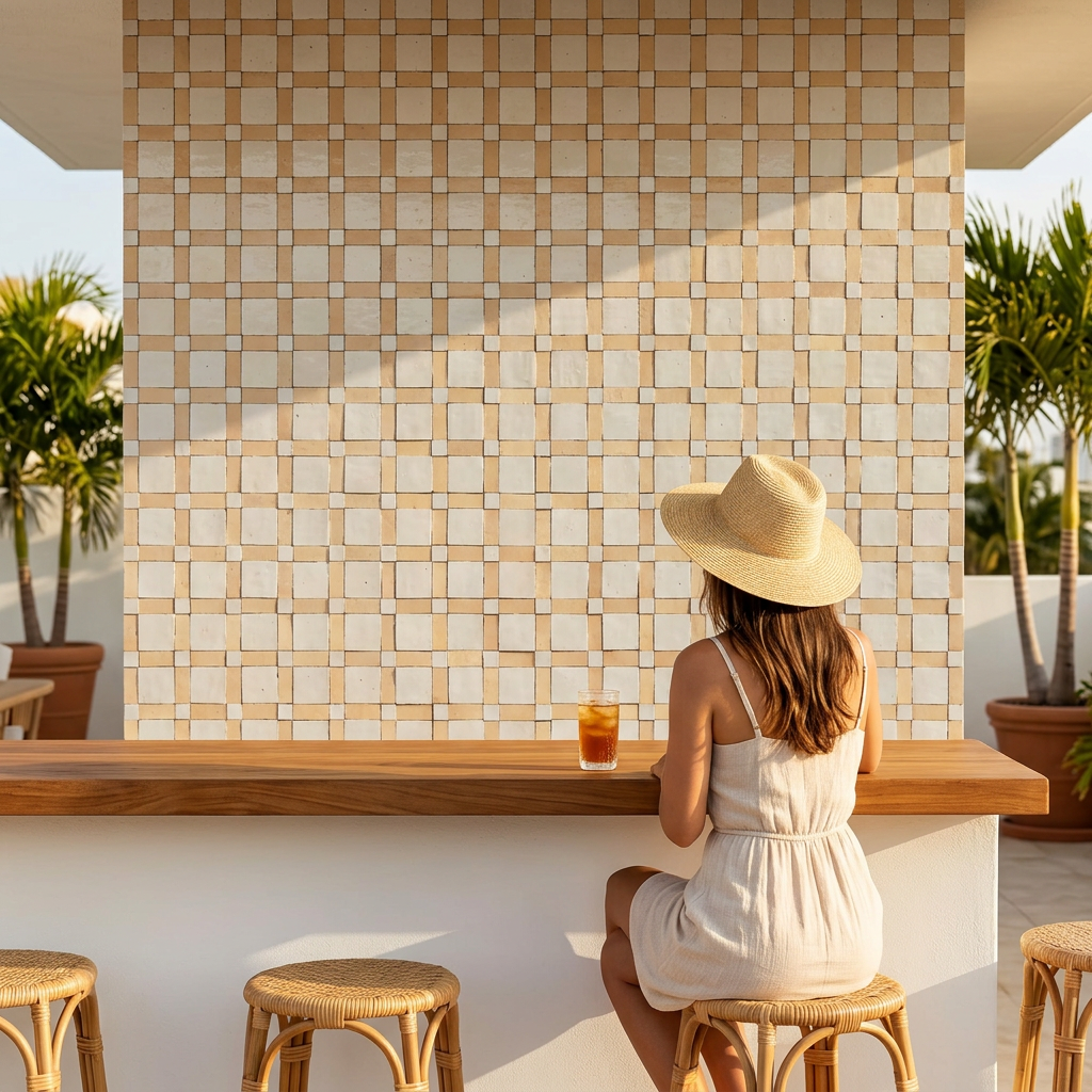 White Zellige Tile in a bar