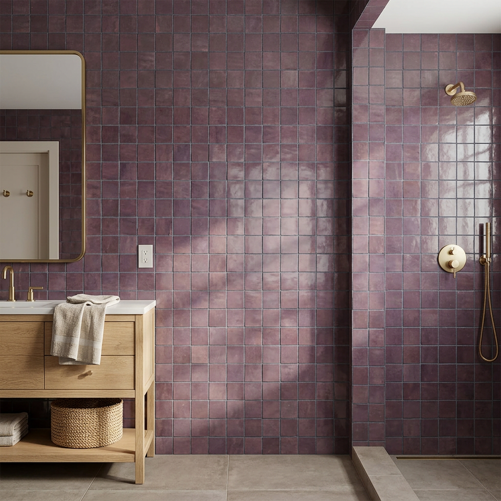 Purple Zellige Tile in a bathroom