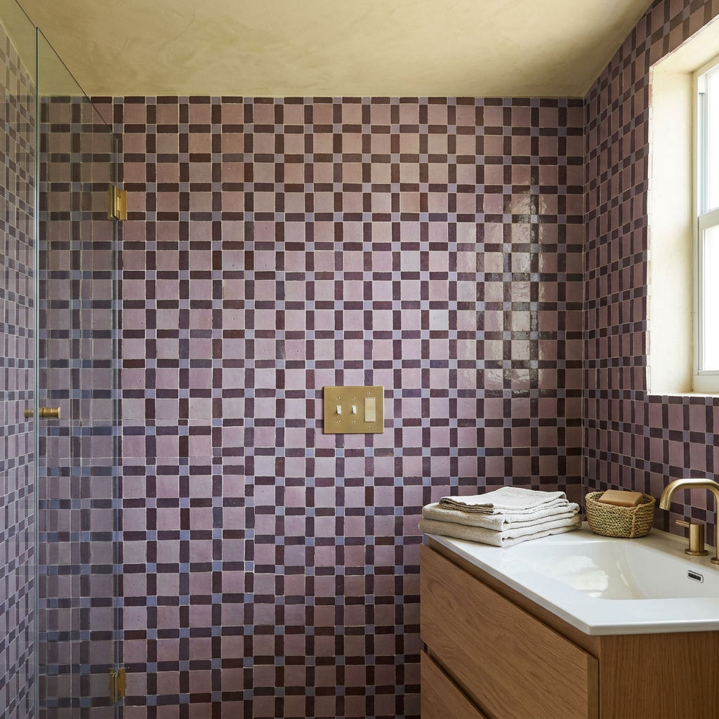 Purple Zellige Tile in a bathroom