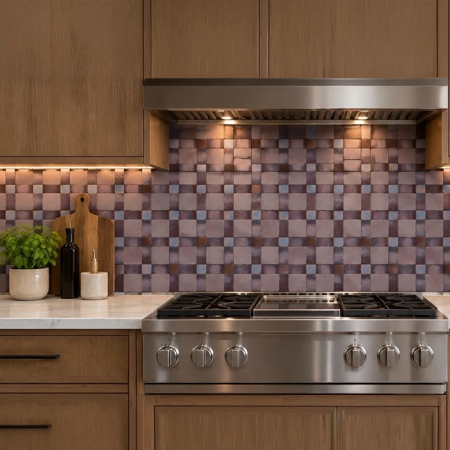 Deep Plum Mid Blue Souk Mosaic Moroccan Zellige Tile