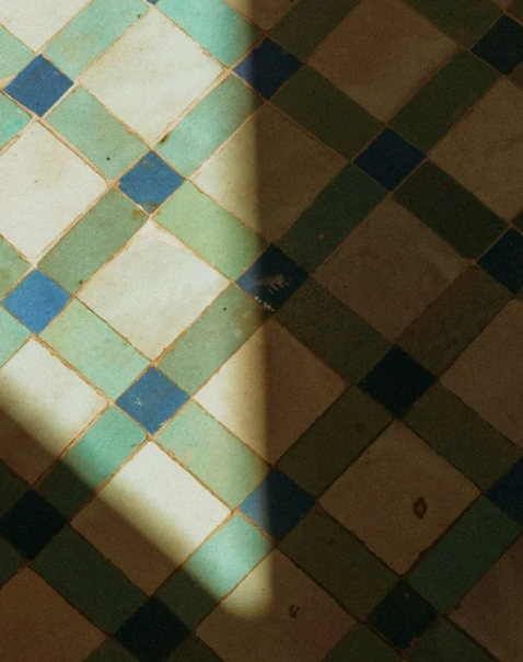 Muted Green Mid Blue Souk Mosaic Moroccan Zellige Tile