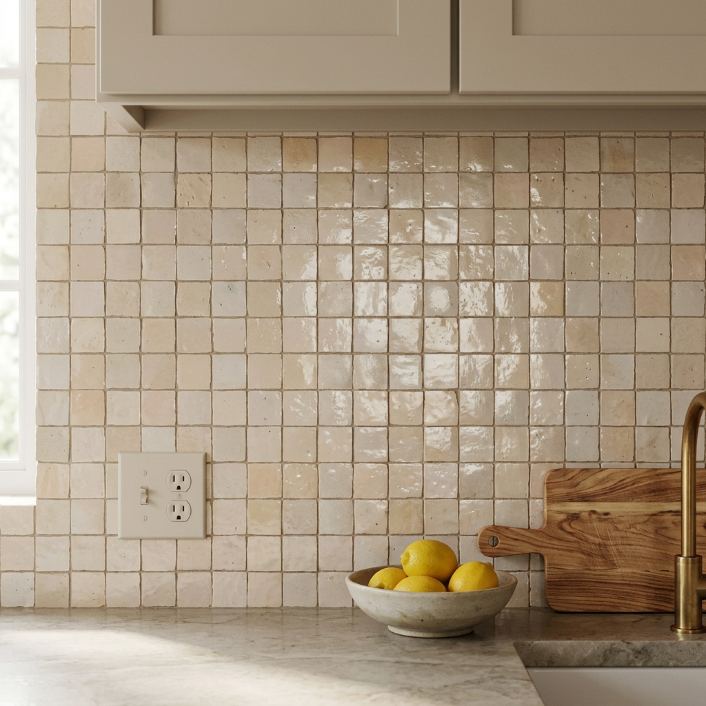 Pink Zellige Tile in a Kitchen Backsplash