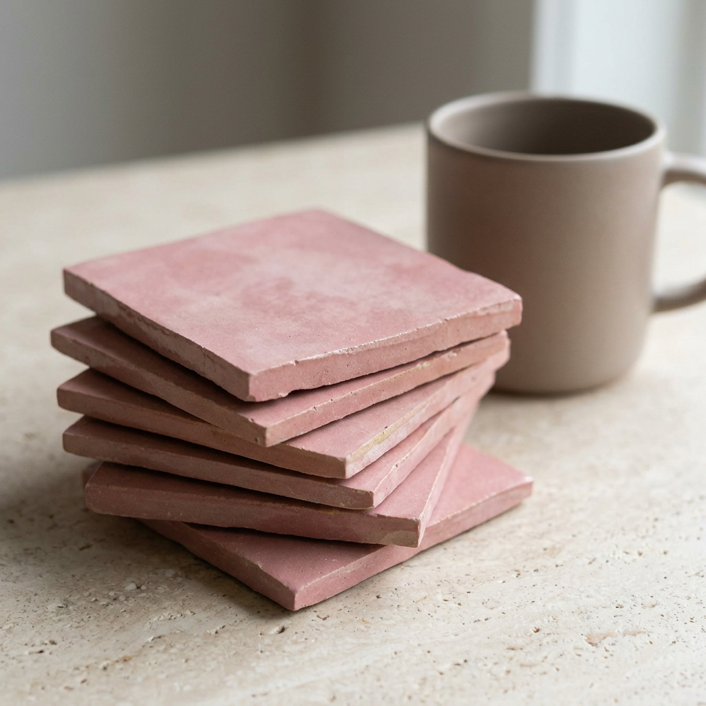 Pink Zellige Tile in a living room