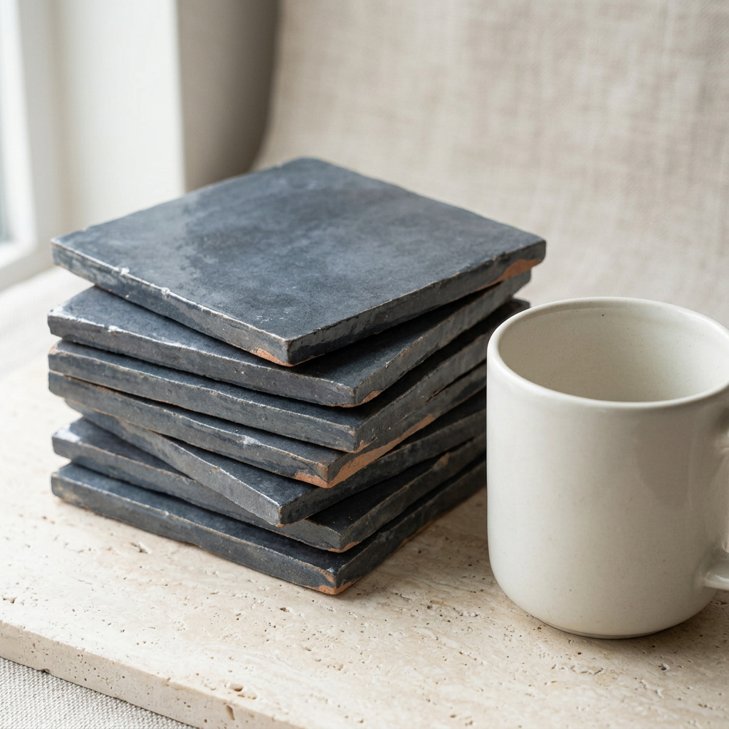 Blue Gray Zellige Tile in a living room