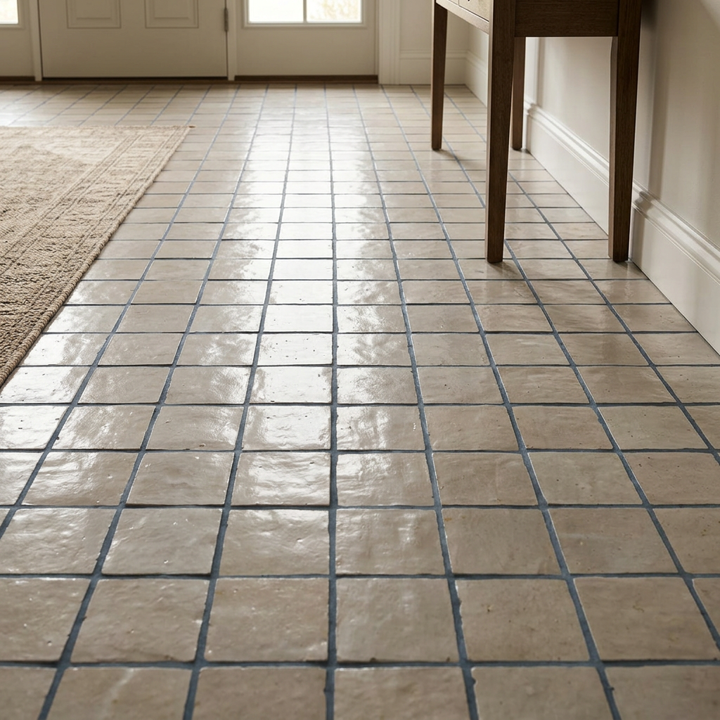 Gray Zellige Tile in a floor