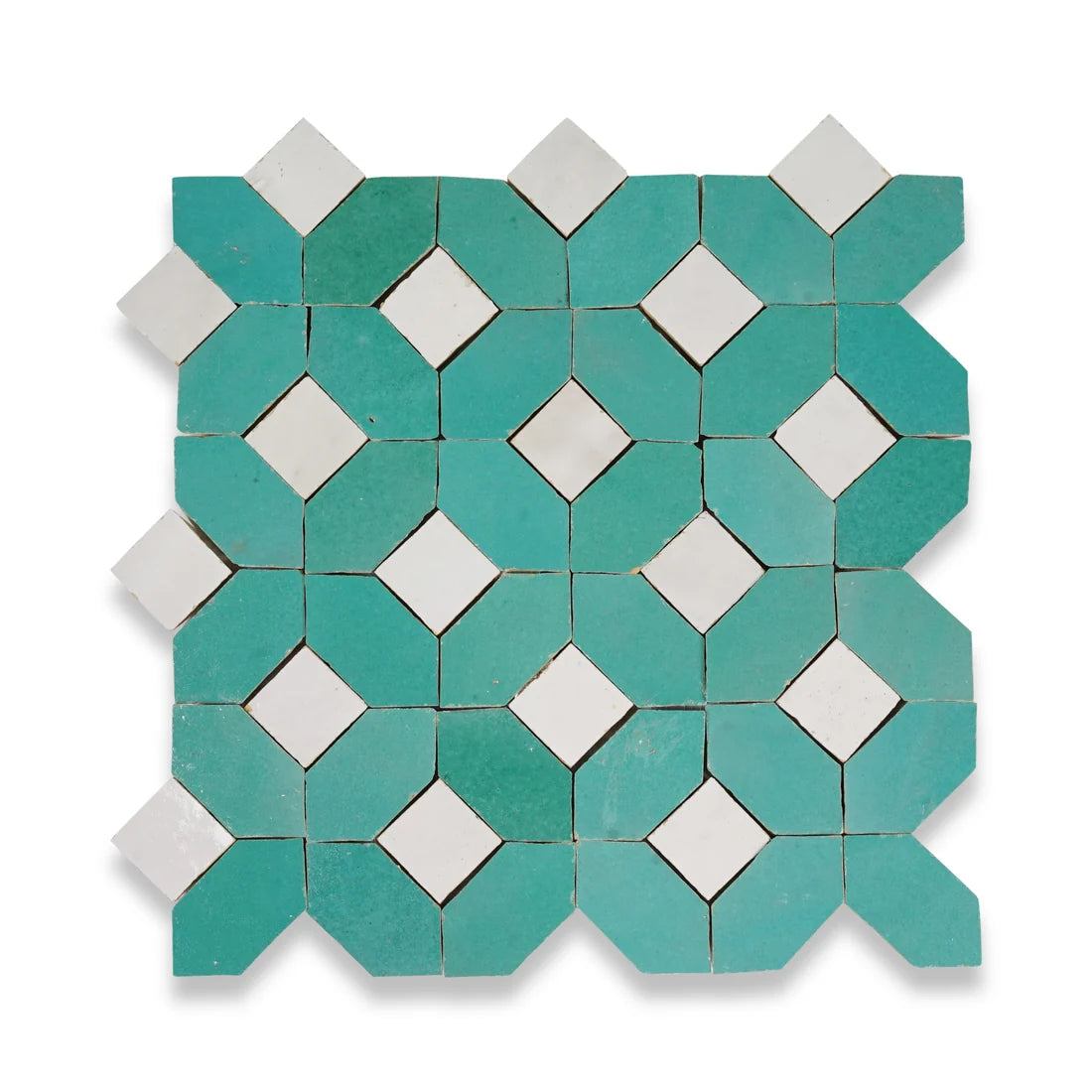 White Teal Medina Mosaic Moroccan Zellige Tile