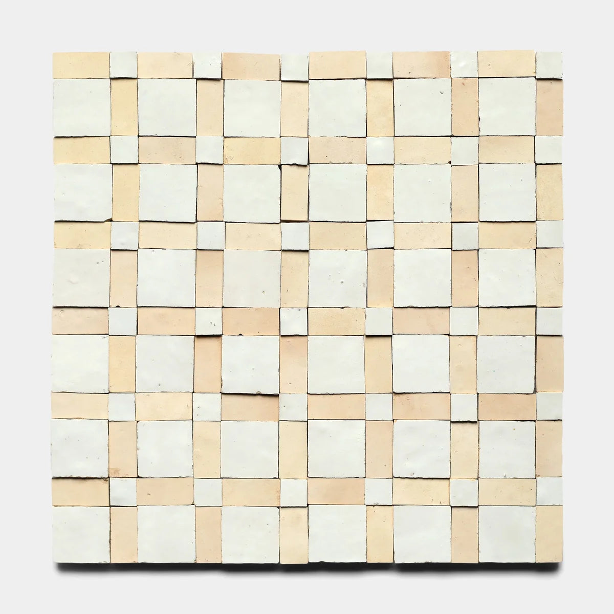 Crisp White Natural Clay Souk Mosaic Moroccan Zellige Tile