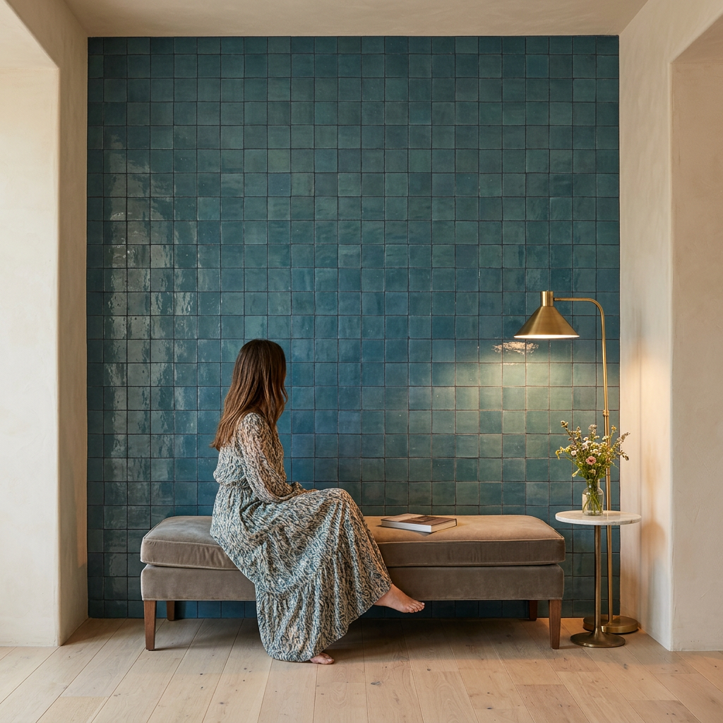 Blue Zellige Tile in a wall