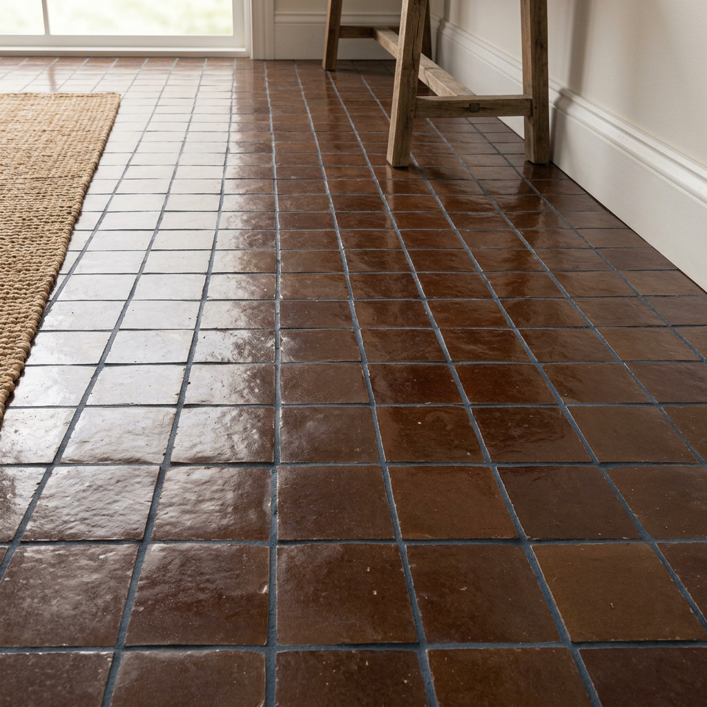 Brown Zellige Tile in a floor
