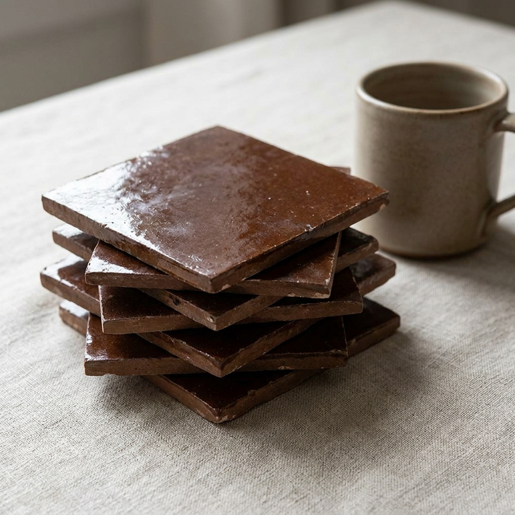 Brown Zellige Tile in a living room