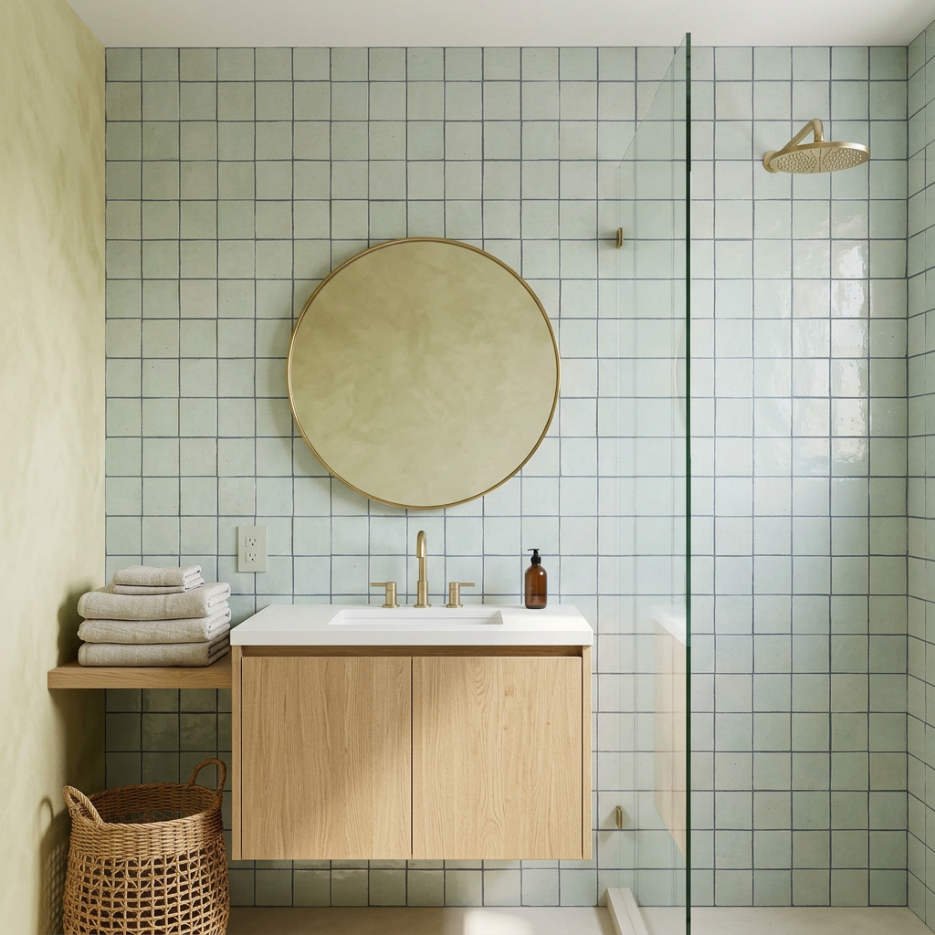 Blue Zellige Tile in a bathroom