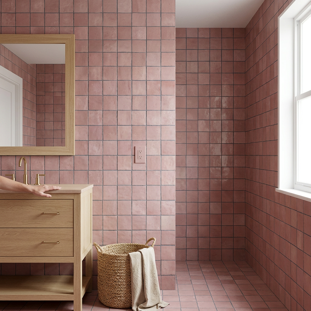 Purple Zellige Tile in a bathroom