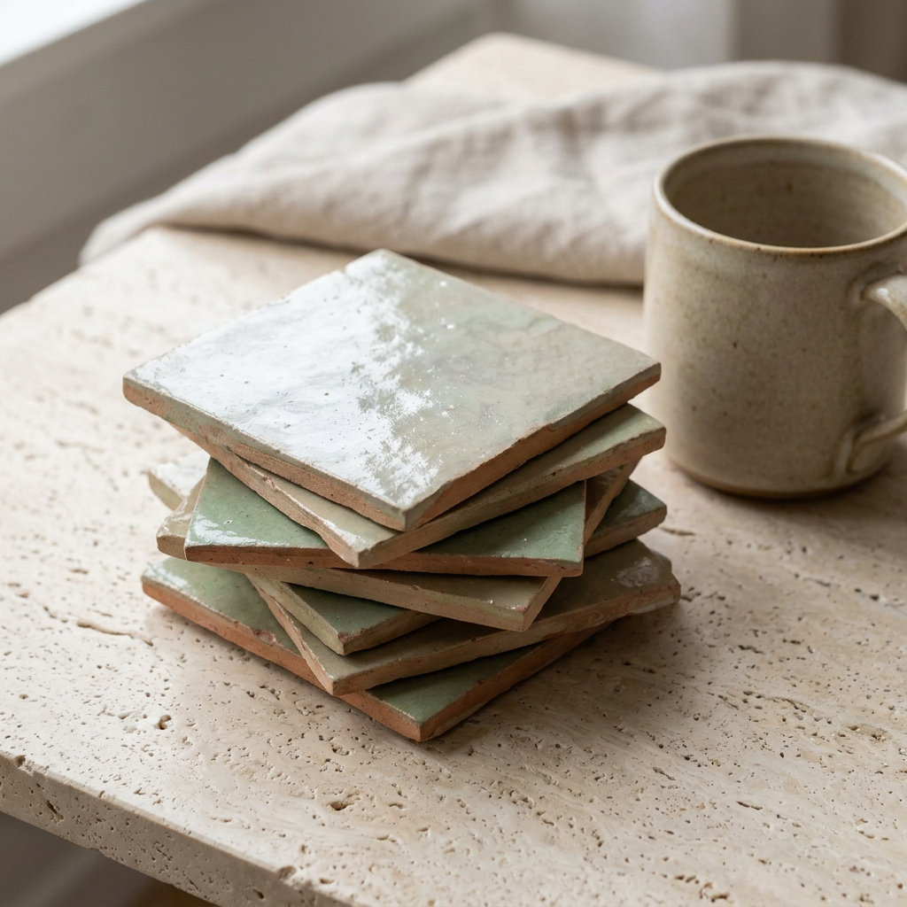 Green Zellige Tile in a living room