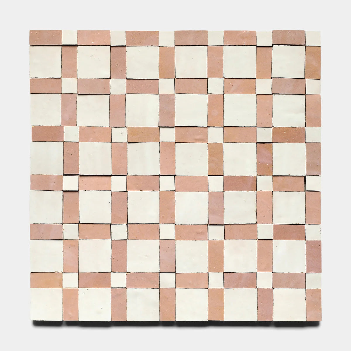 Warm White and Dusty Rose Souk Mosaic Moroccan Zellige Tile