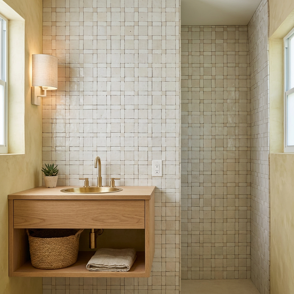 White Zellige Tile in a bathroom