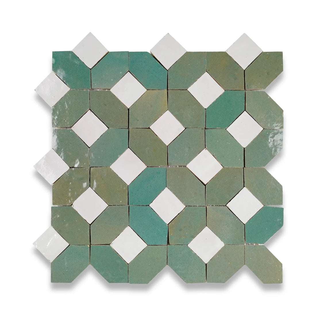 White Herb Green Medina Mosaic Moroccan Zellige Tile