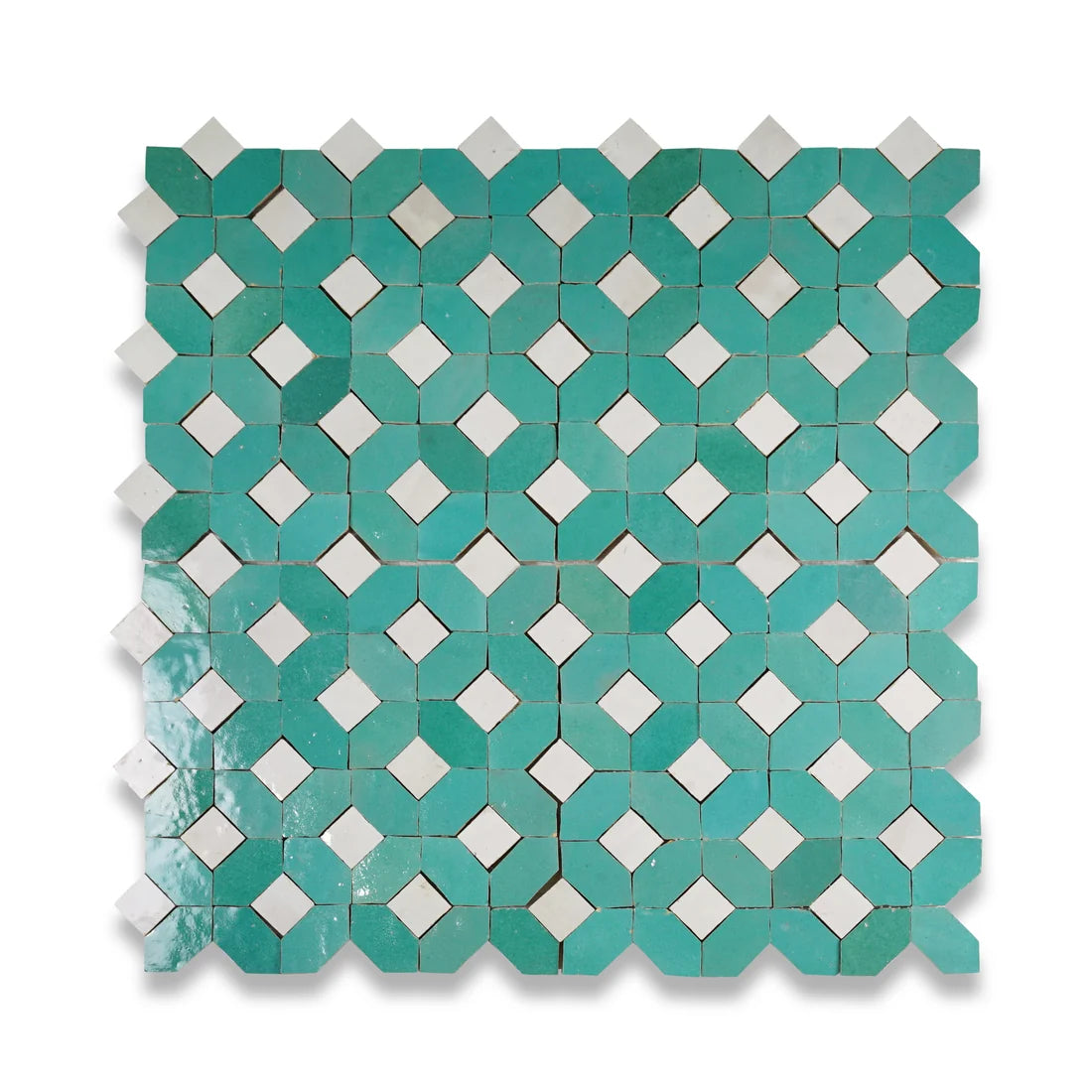 White Teal Medina Mosaic Moroccan Zellige Tile